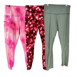Avia High Waist Leggings Bundle M 8-10 Tie-Dye, Bokeh, Mesh Athleisure